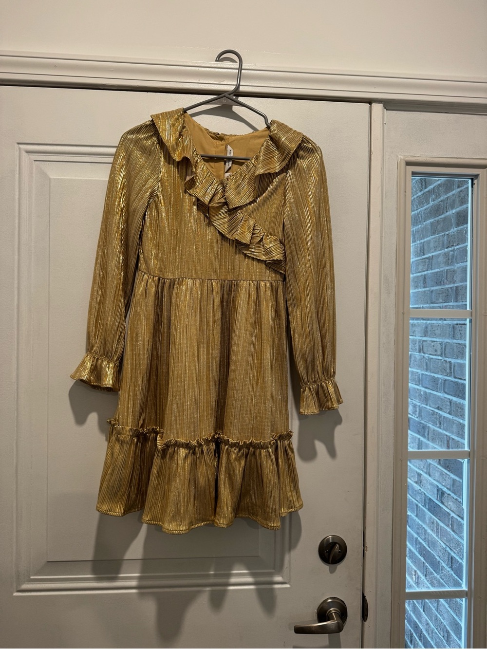 Girls' Gold Ruffle Long-Sleeve Party Dress Janie and Jack size 12